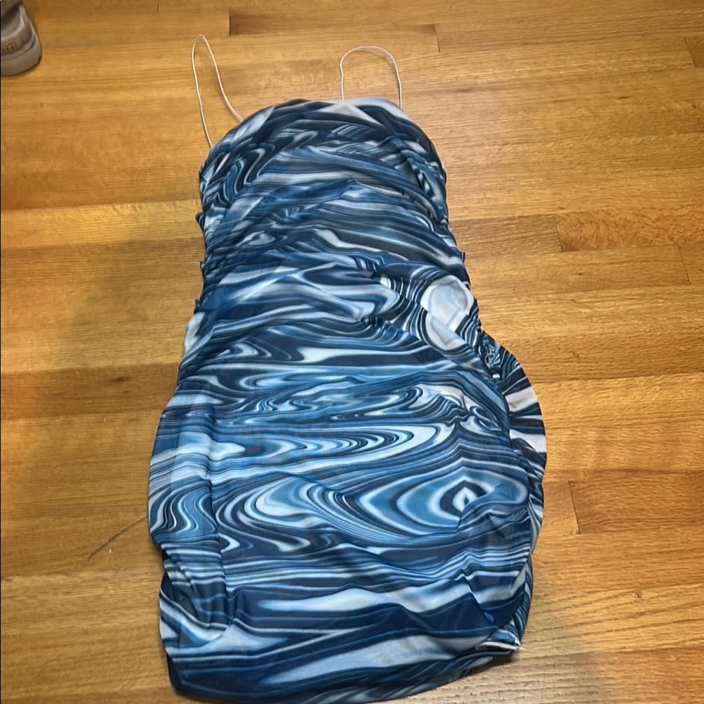 Blue and White Swirl Dress